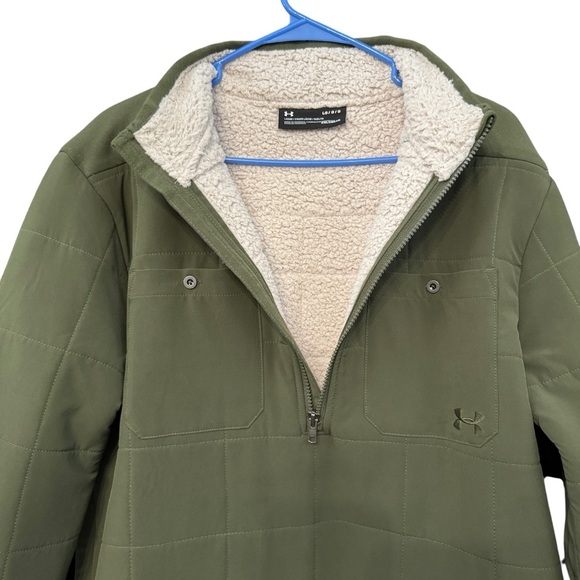 Under Armour Storm ColdGear Green Quilted 1/2 Zip Pullover Sherpa LG - Picture 2 of 7